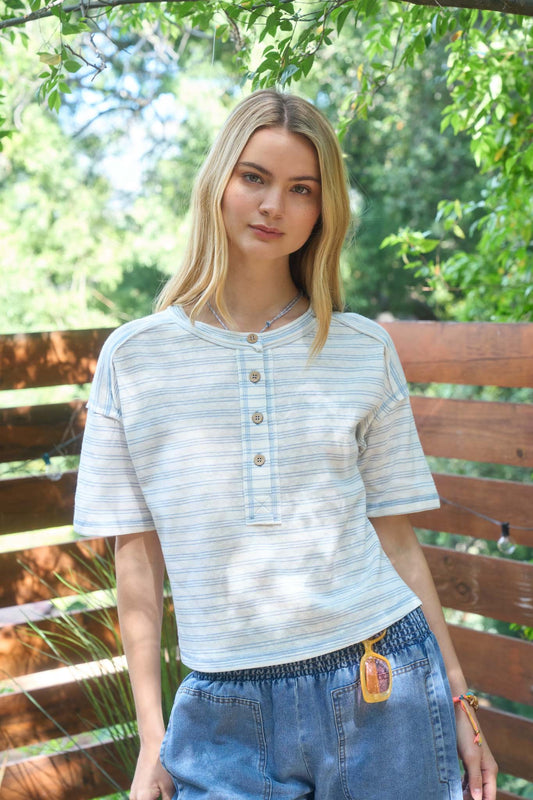 Kyler Stripe Exposed Seam Top