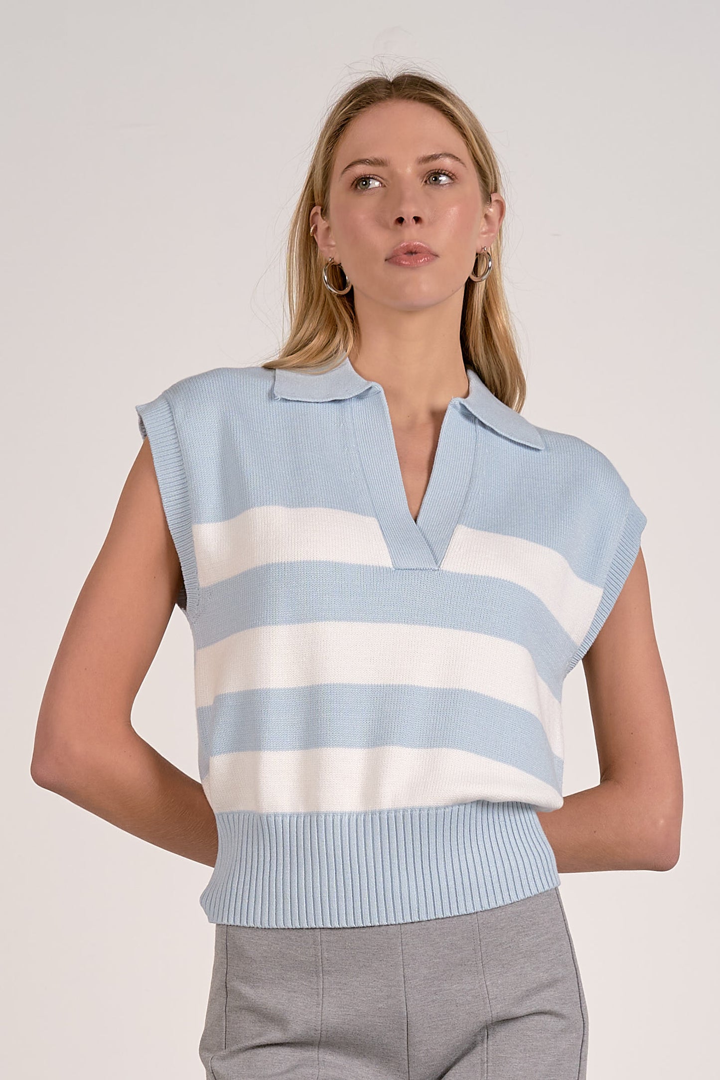 Chelsea Striped Collared Sweater