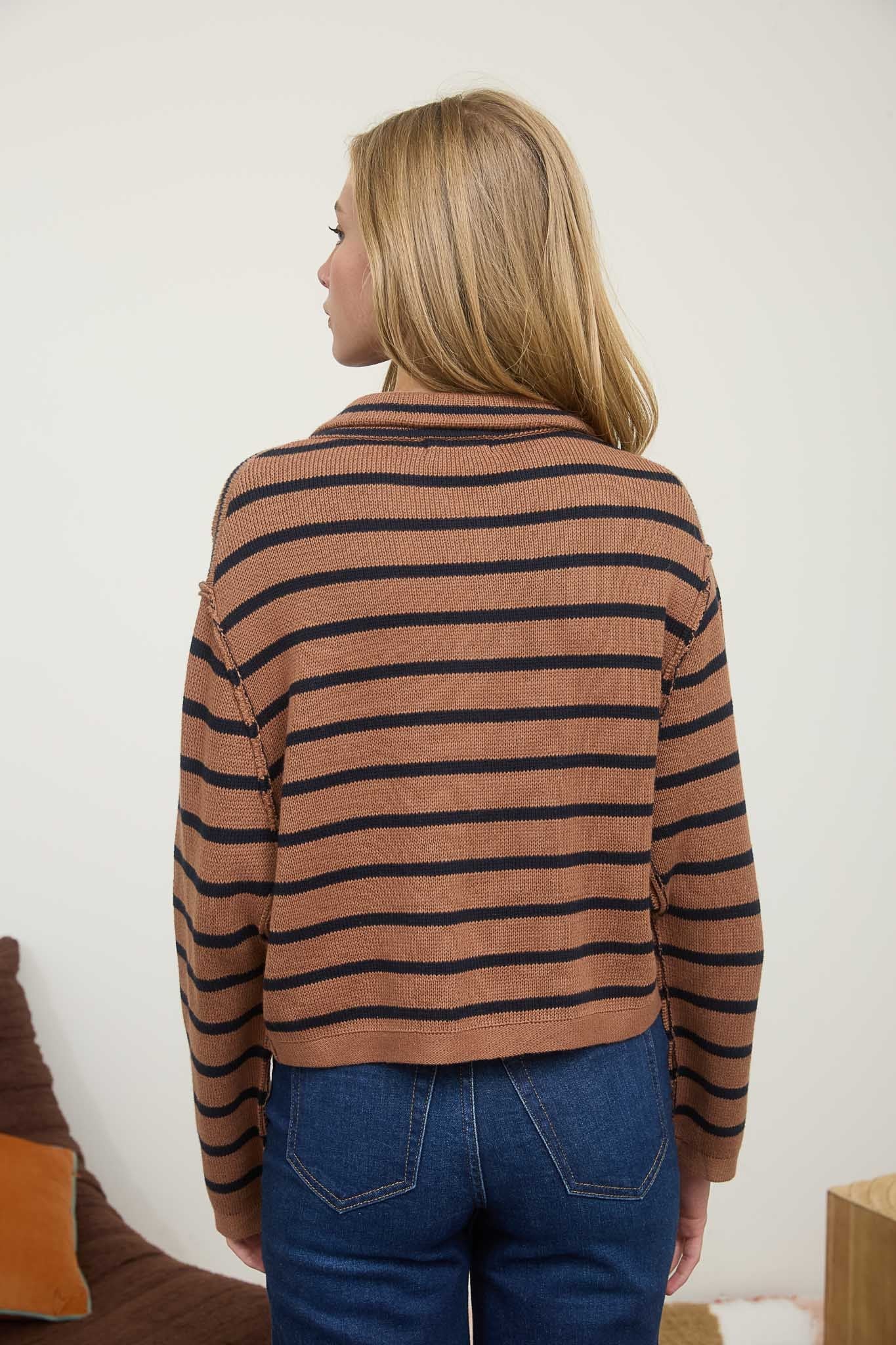 Julie Stripe Collared Cardigan