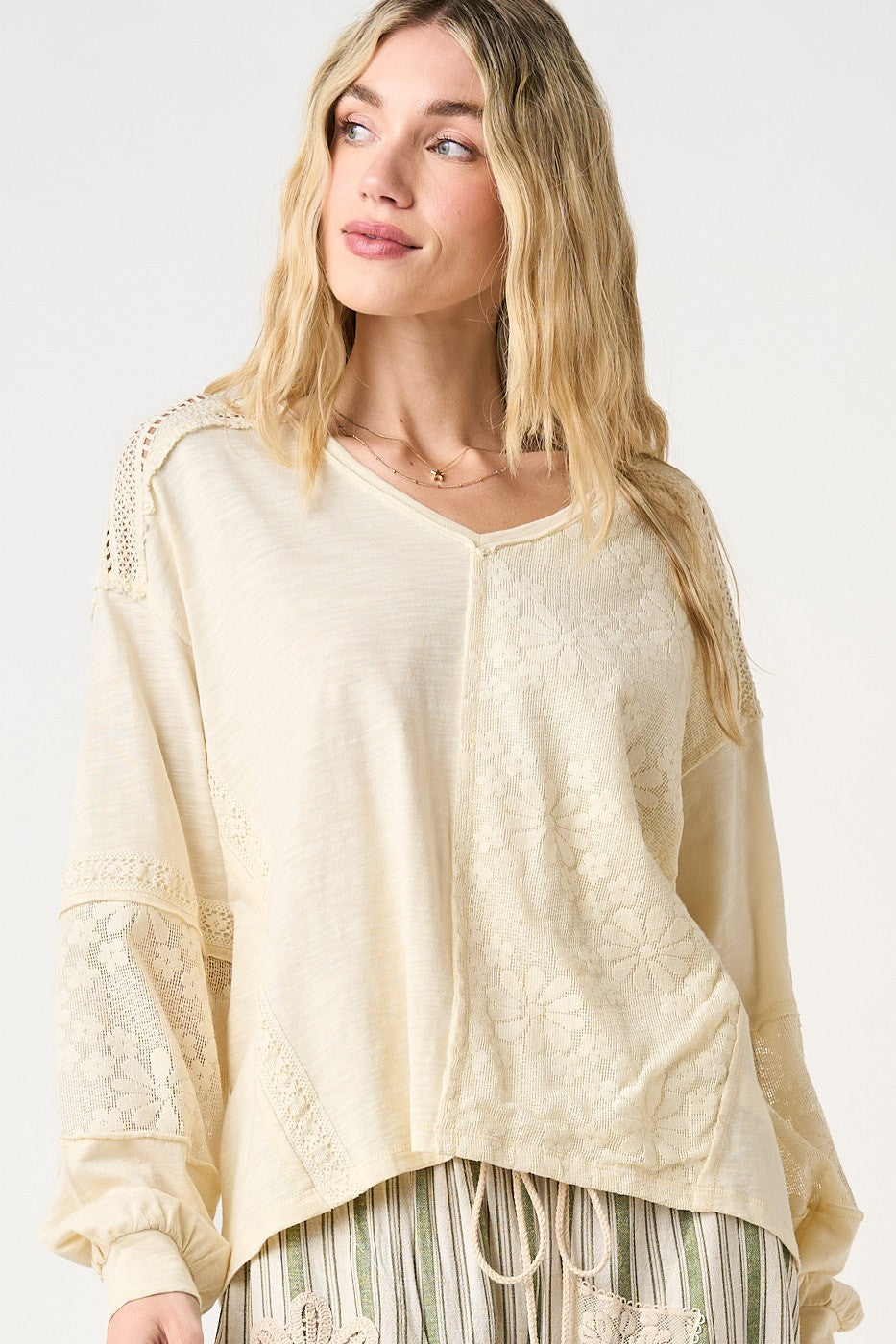 Georgina Mix Media Floral Lace Top