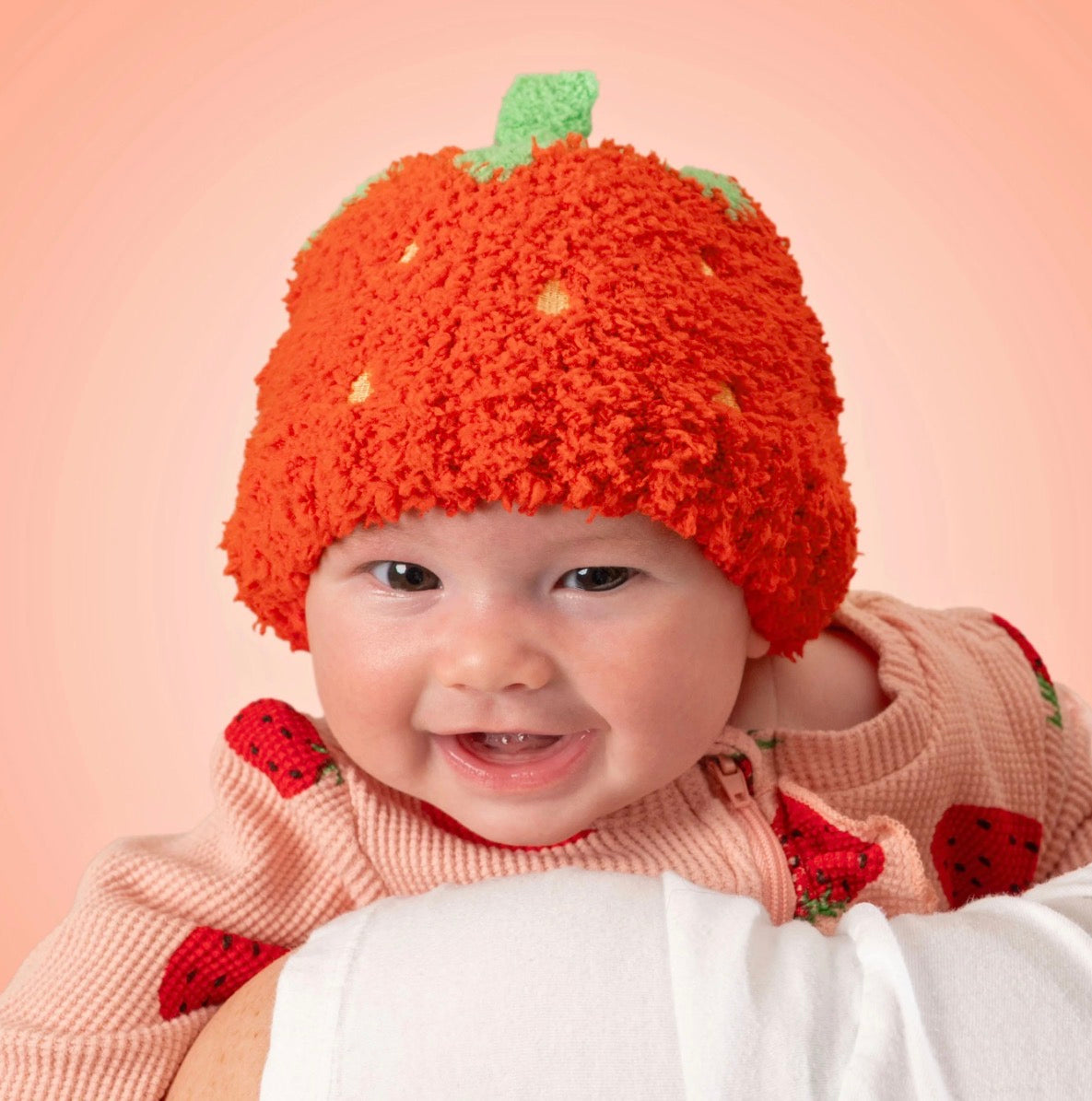 Chenille Baby Beanies | Strawberry