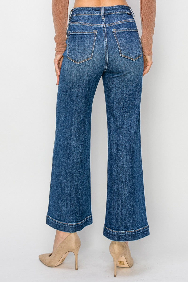 Risen High Rise Ankle Wide Jeans | Dark