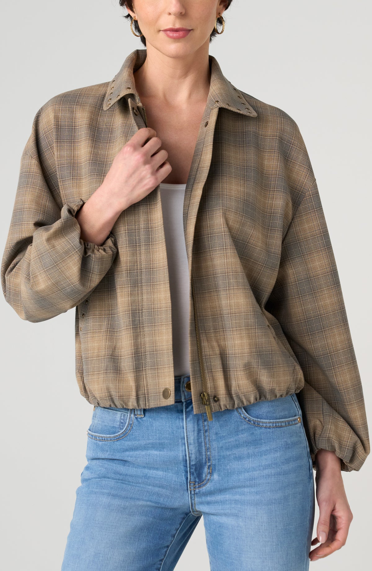 Liverpool Bubble Hem Jacket | Oak Ombré Plaid