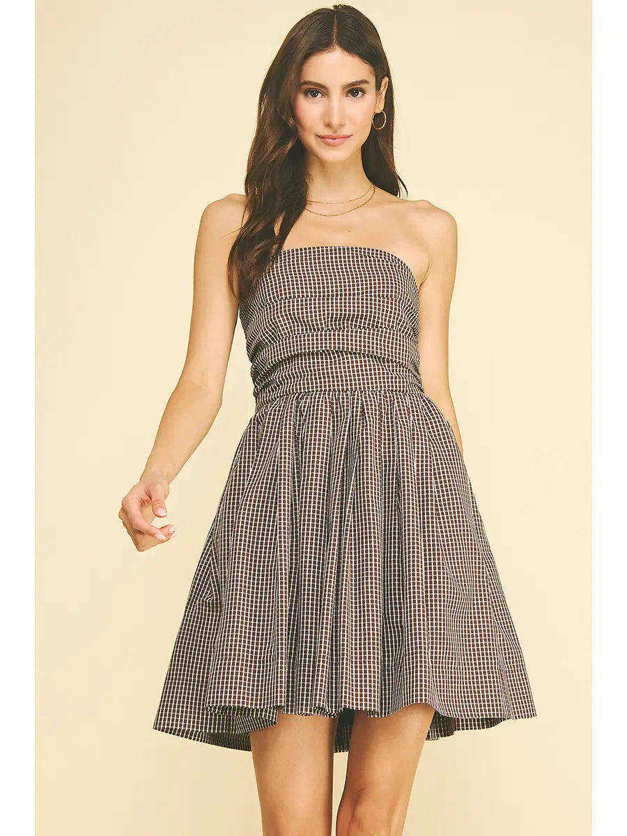 Sharon Checkered Pattern Mini Dress