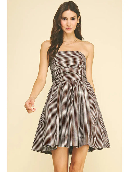 Sharon Checkered Pattern Mini Dress