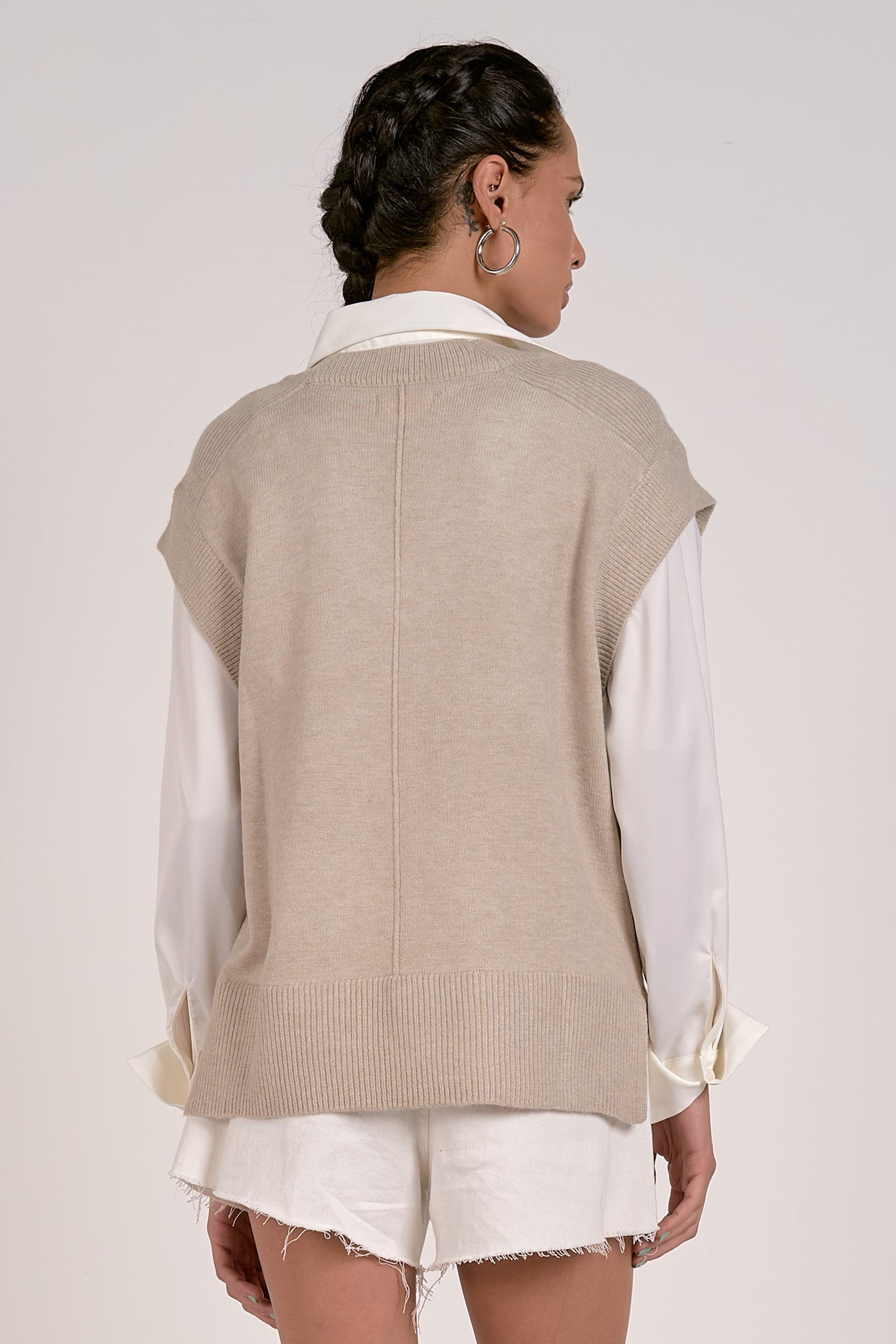 Joel Sweater Vest Blouse Combo | Beige