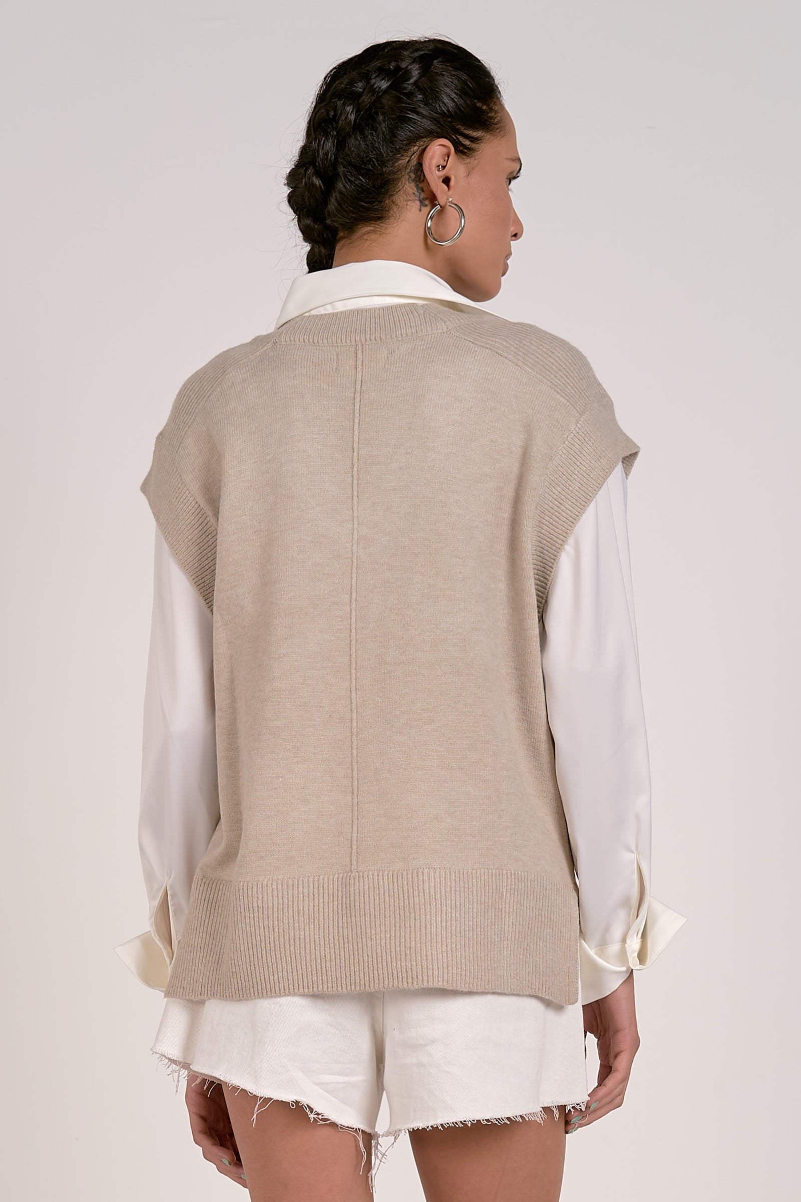 Joel Sweater Vest Blouse Combo | Beige