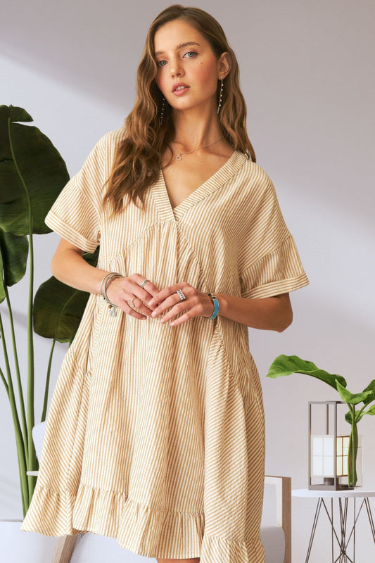 Annie Pinstripe Babydoll Dress