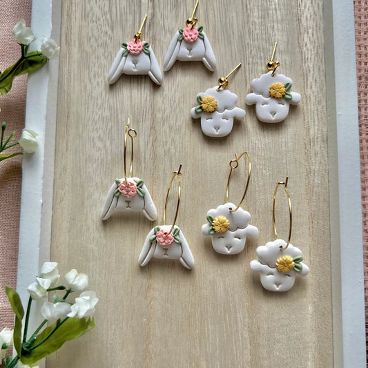 Easter Dangle Post Clay Earrings