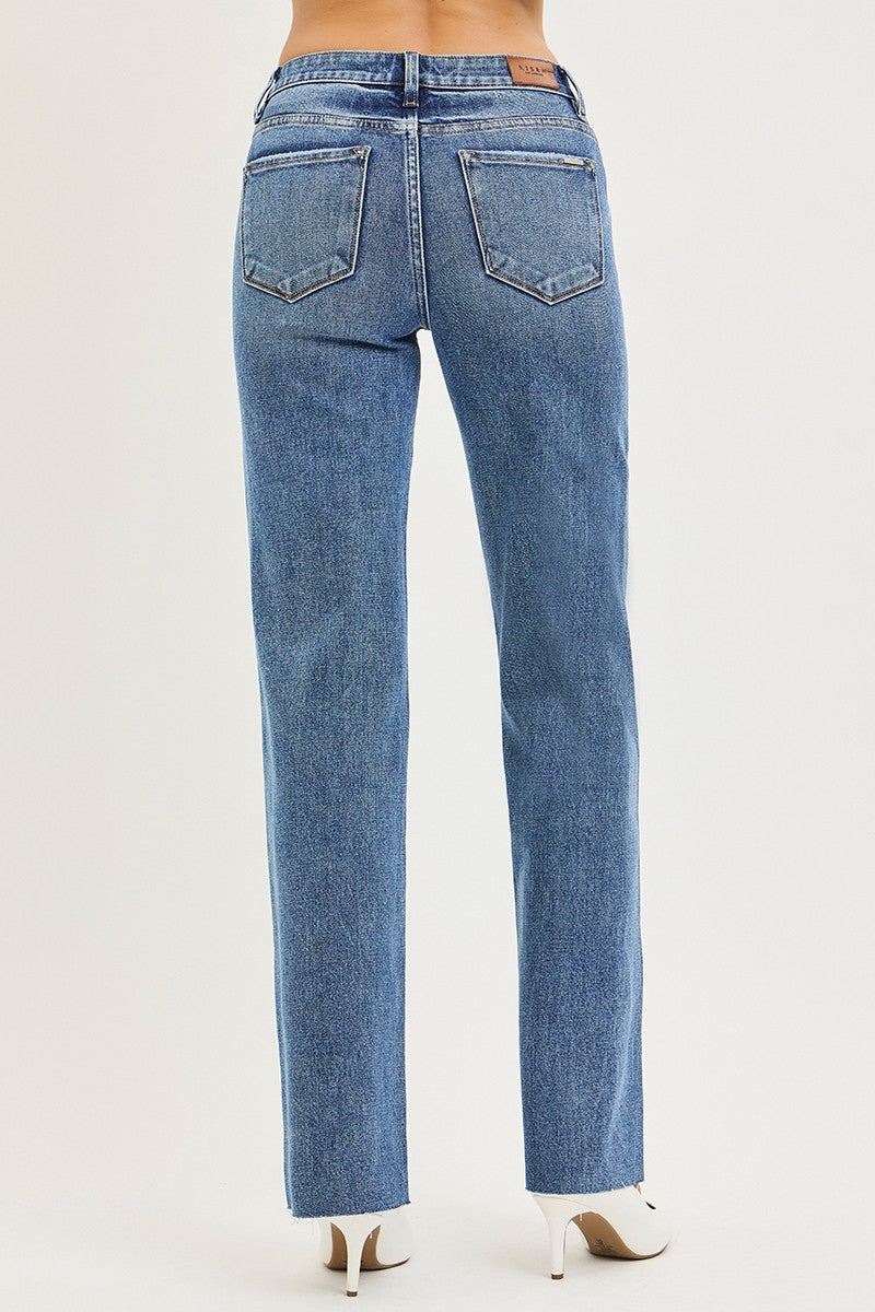 Risen Tummy Control Mid Rise Straight | Dark