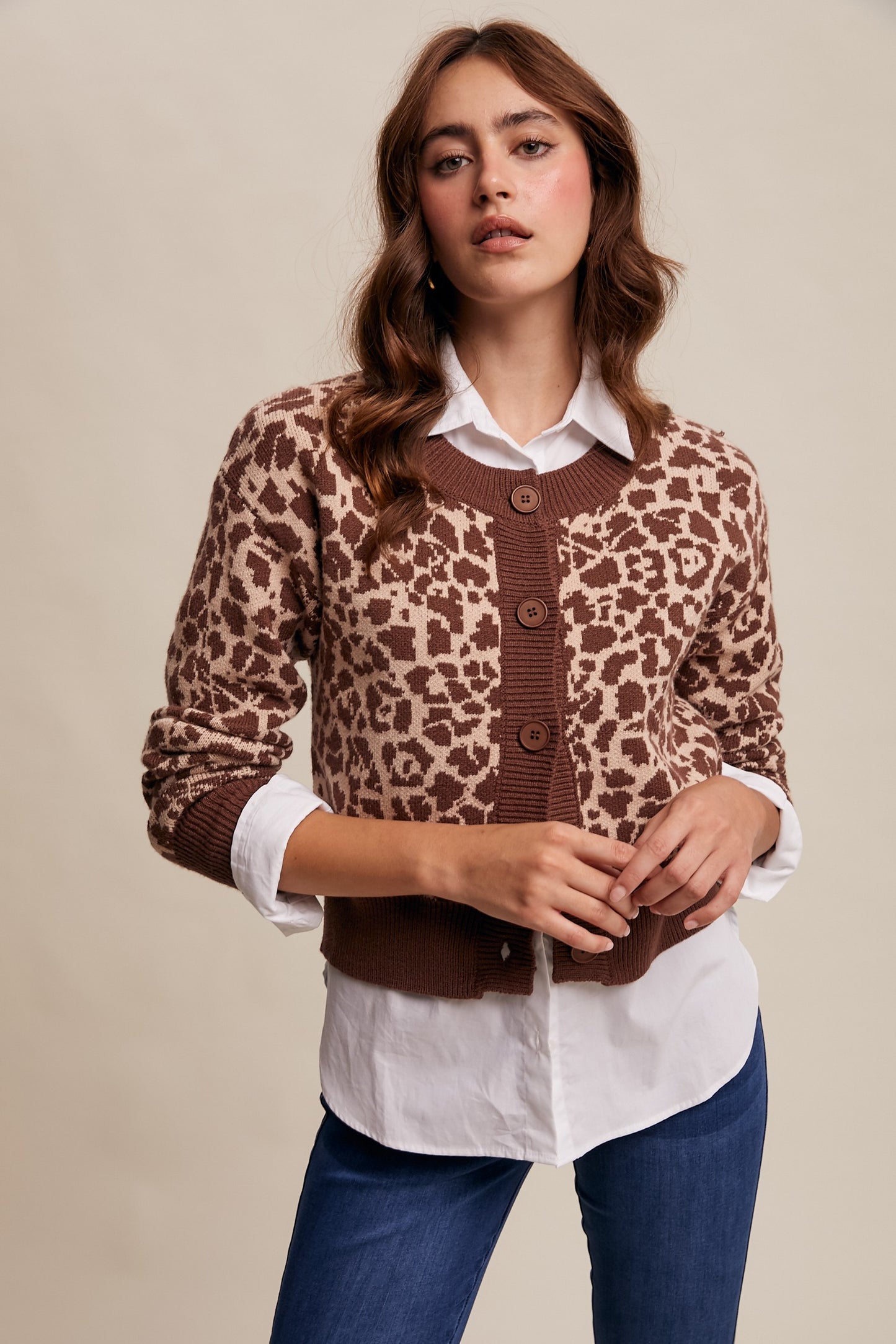 Mylie Leopard Cropped Cardigan