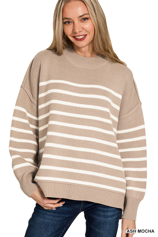Beth Striped Sweater | Ash Mocha
