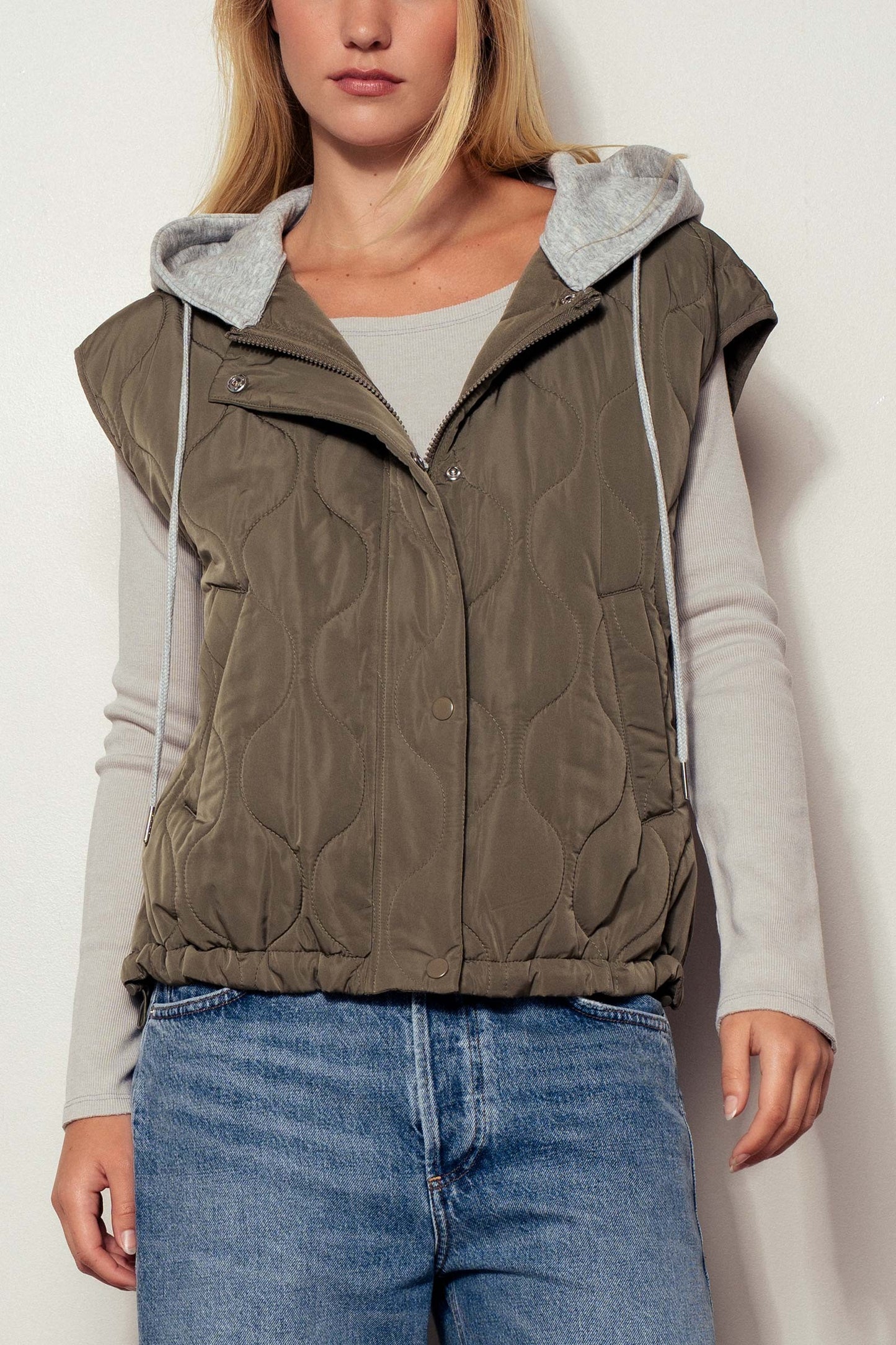 Lorie Quilted Vest with Hoodie