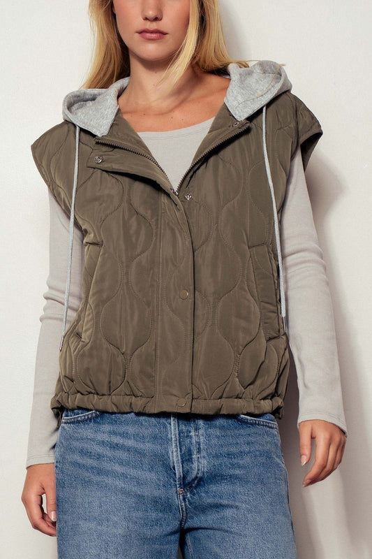Lorie Quilted Vest with Hoodie