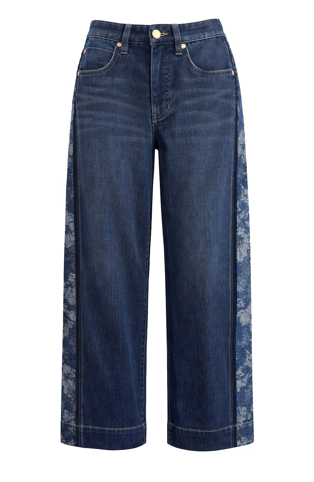 Liverpool Stride Wide Leg w/ Jacquard Blocking | Indigo Gardens