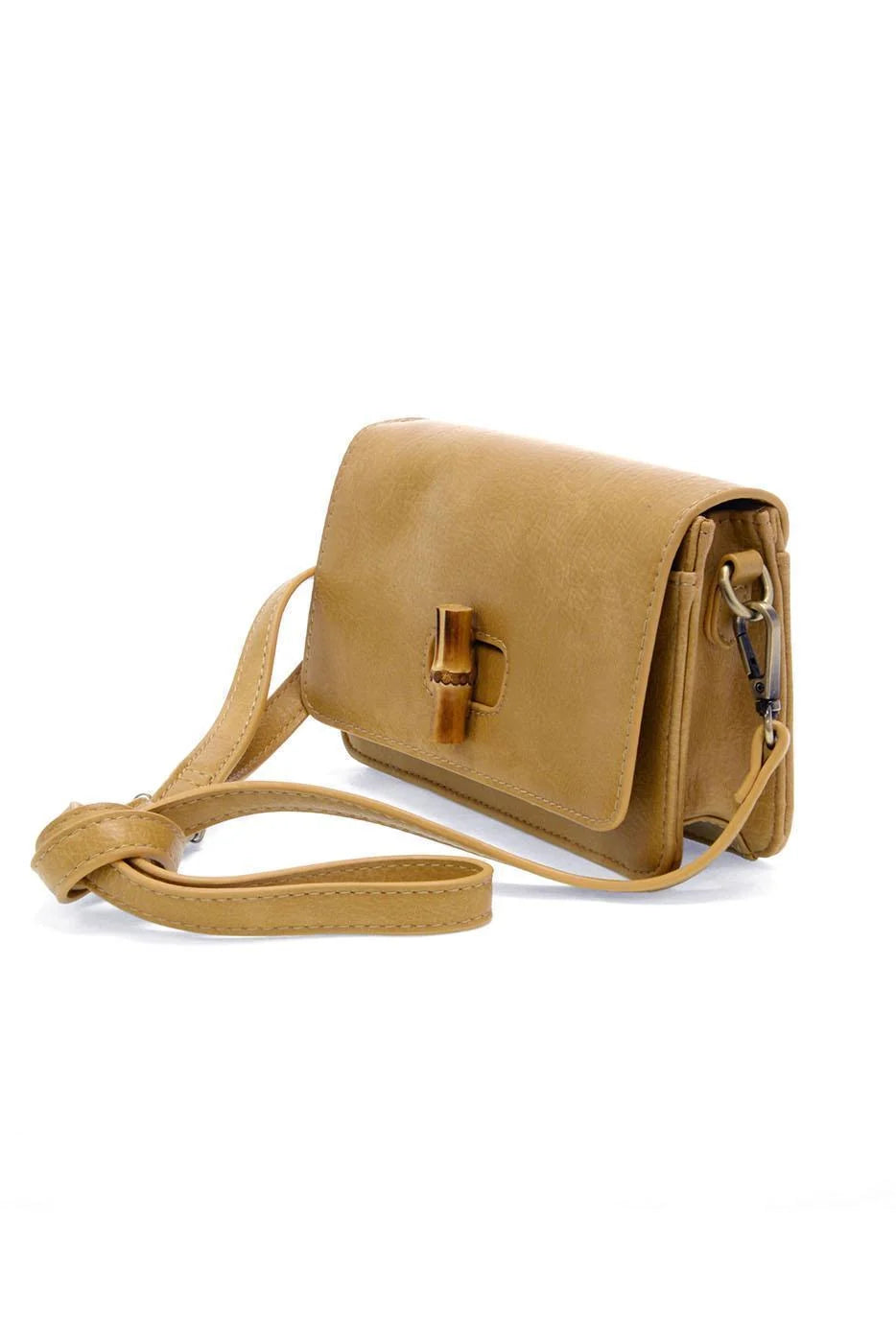 Bonnie Mini Organizer Bamboo Turnlock Crossbody | Tan