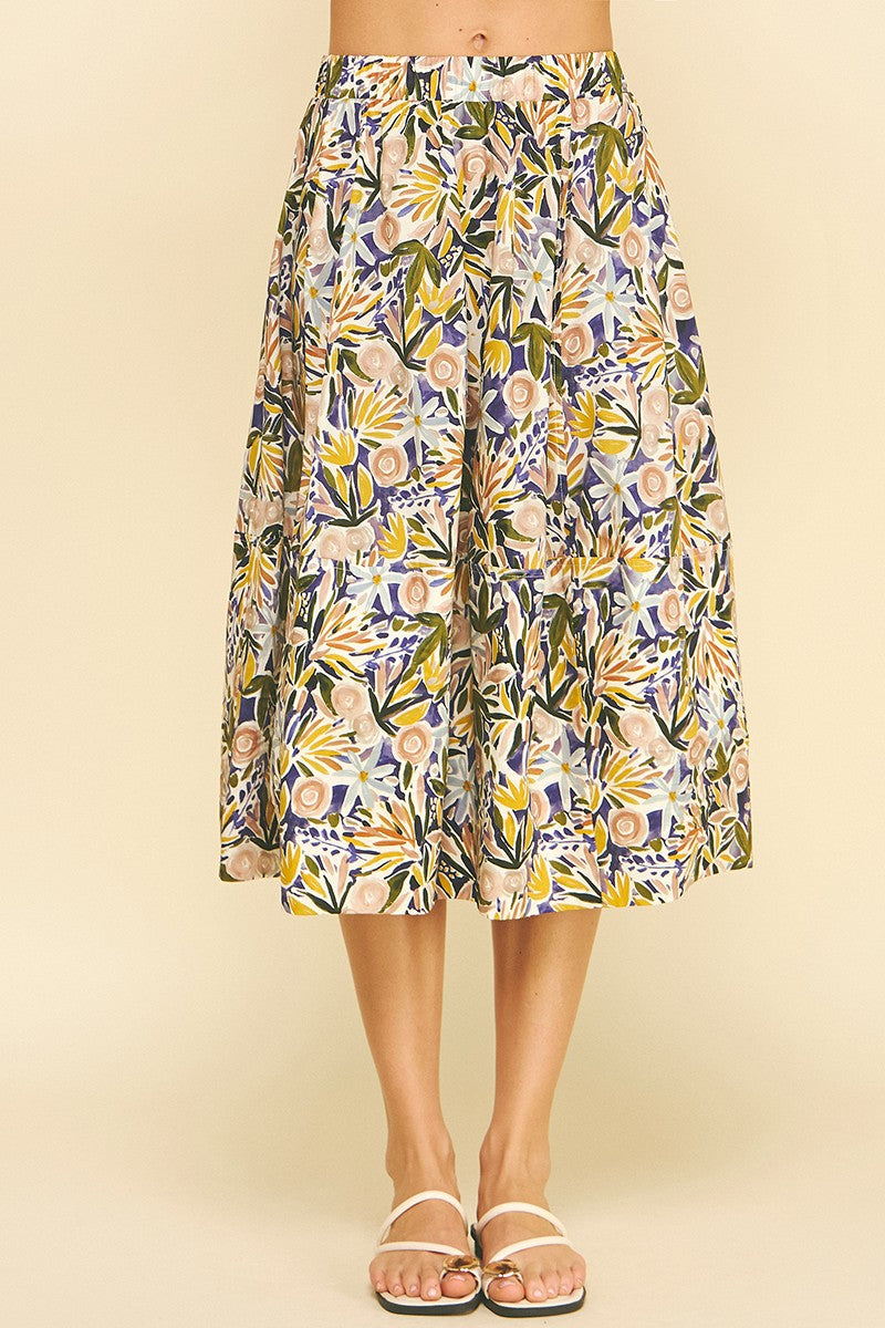 Elias Floral Print A-Line Skirt
