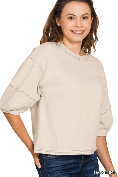 Zoey Boxy Tee | Sand Beige