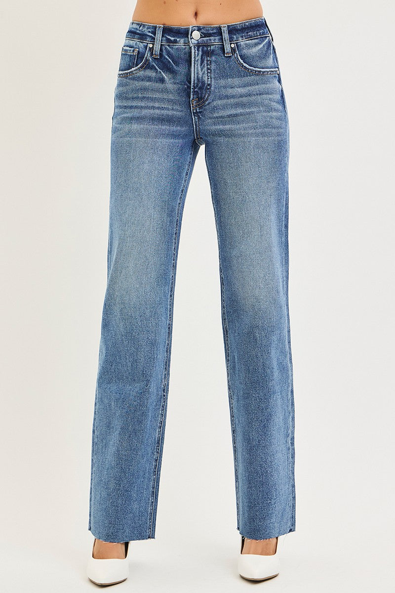 Risen Tummy Control Mid Rise Straight | Dark