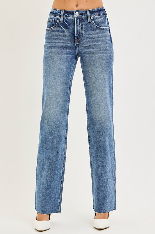 Risen Tummy Control Mid Rise Straight | Dark