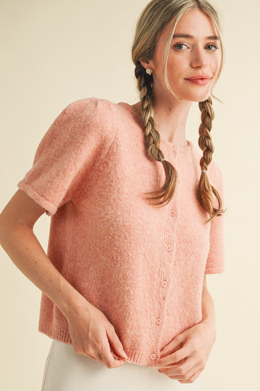 Charlie Short Sleeve Cardigan Sweater | Pink