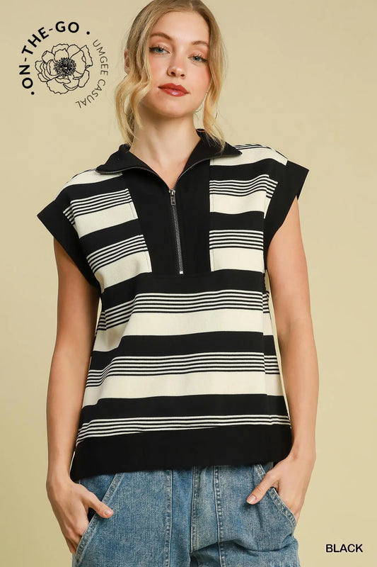 Asper Half Zip Top | Black