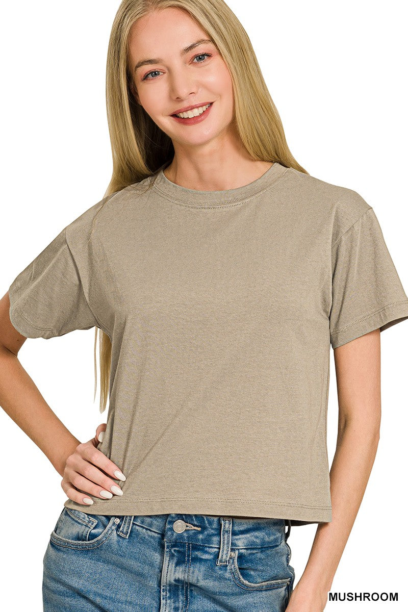 Cotton Crew Neck Short Sleeve | Mushroom
