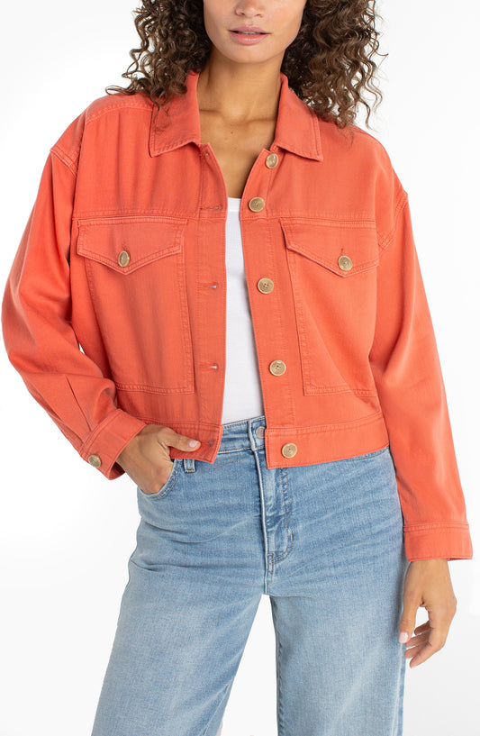 Liverpool Oversized Cropped Denim Jacket | Red Clay