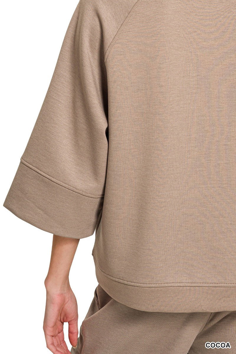Madison Scuba 3/4 Sleeve Pullover & Pants Set | Cocoa