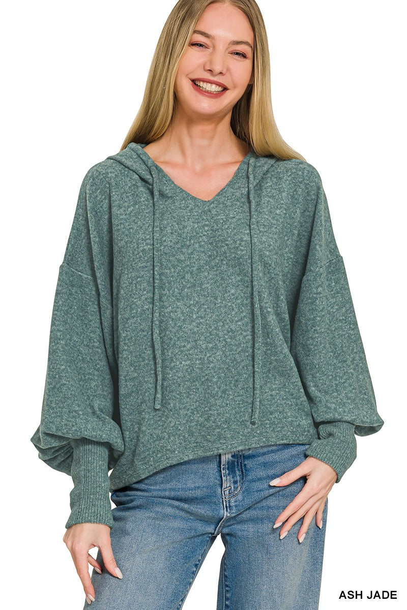 Ellie Cropped Balloon Sleeve Hoodie | Ash Jade