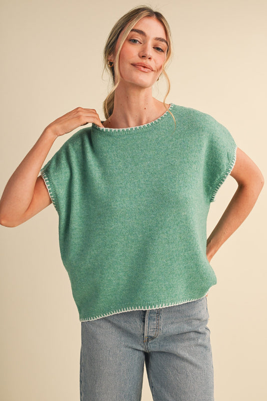 Kelsey Cap Sleeve Blanket Stitch Top