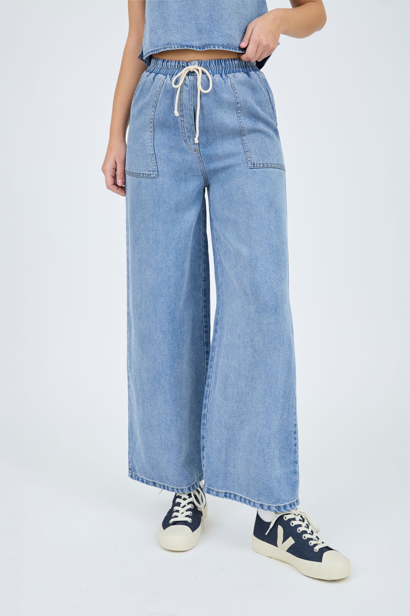 Wide Leg Chambray Pants