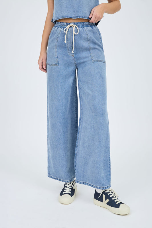 Wide Leg Chambray Pants