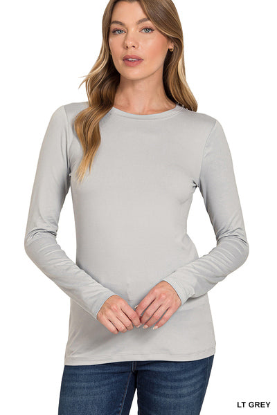 Basic Long Sleeve Tee | Lt Grey