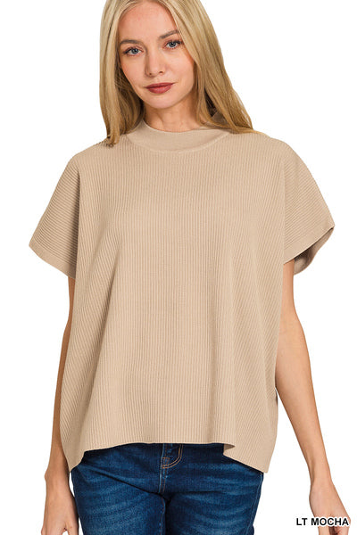 Becca Mock Neck Sweater Top | Lt Mocha