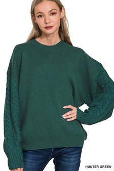 Linda Cable Knit Sleeve Sweater