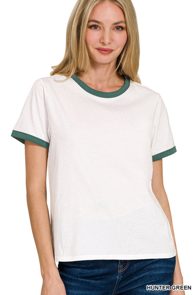 Roxie Contrast Binding Tee | Green