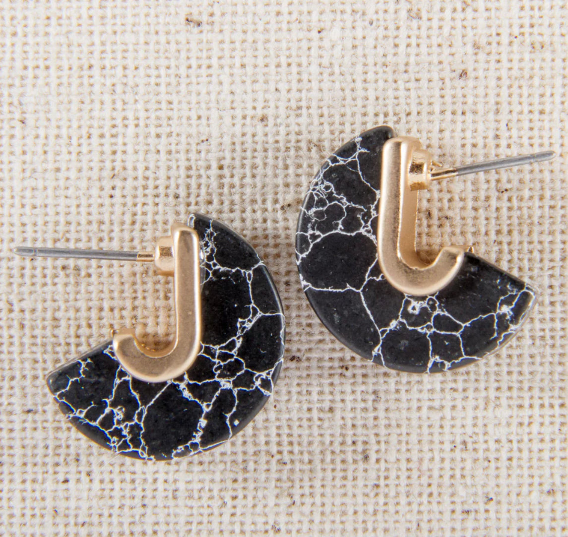 BK Stone Hoop Huggie Stud Earring