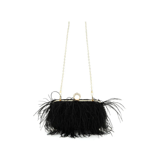 Feather Evening Clutch | Black