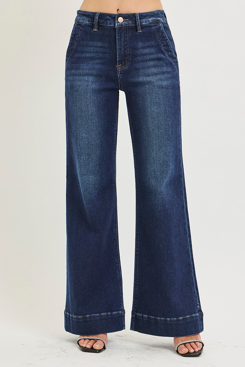 Risen Tummy Control Wide Flare With Wide Hem | Dark