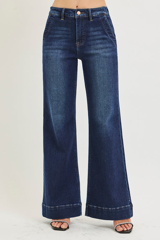 Risen Tummy Control Wide Flare With Wide Hem | Dark