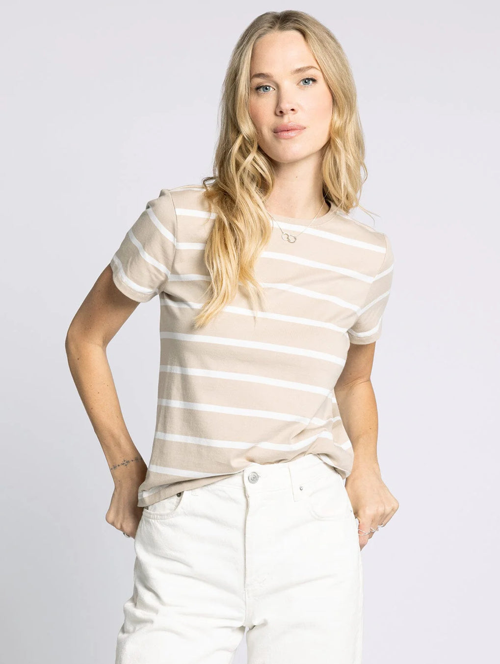 Asher Tee | Tan + White