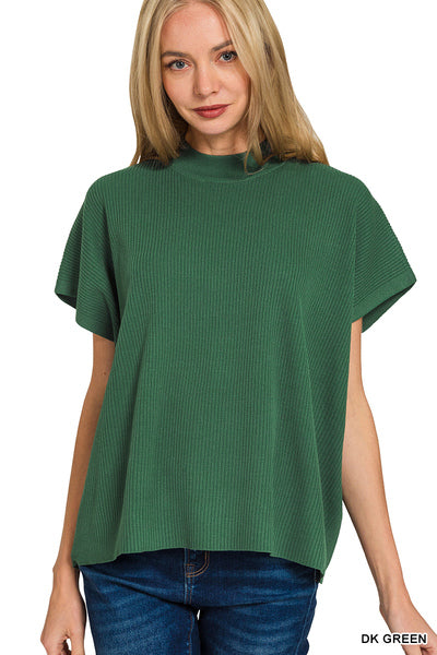 Becca Mock Neck Sweater Top | Dk Green