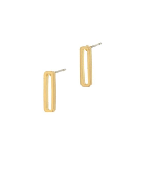 Open Rectangle Stud Earrings | Gold