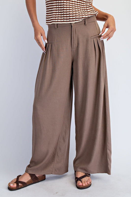 Valerie Wide Leg Pleated Pants | Brown
