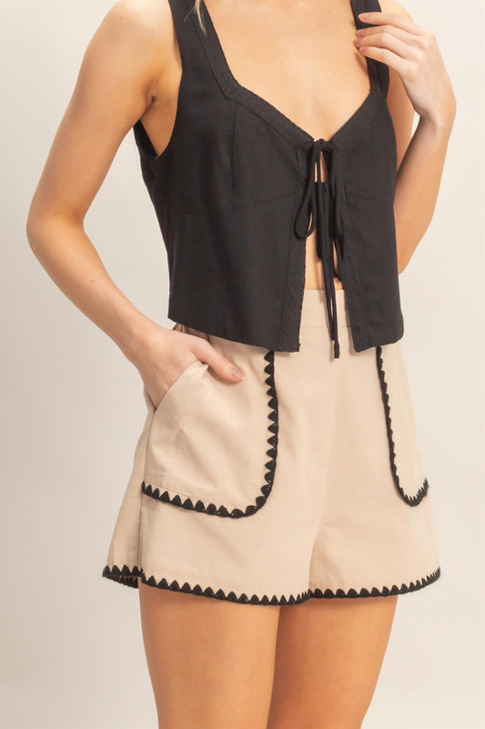 Rachel Scallop Trim Shorts