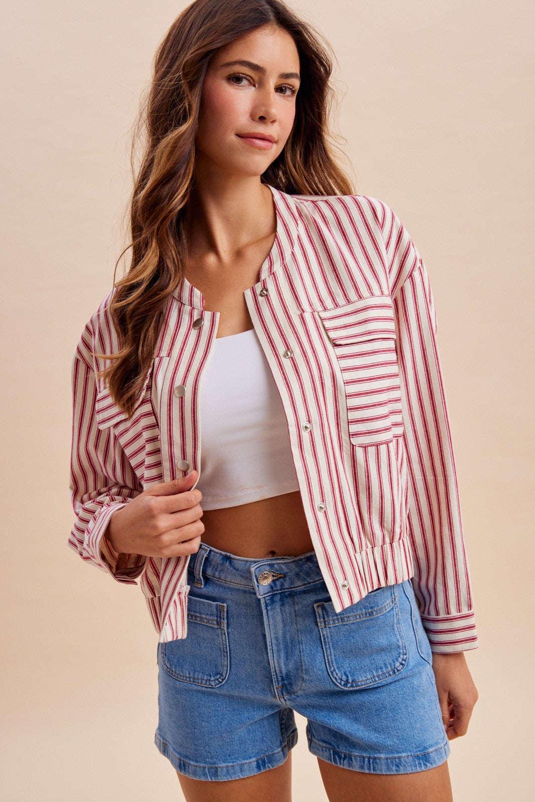 Kaitlyn Striped Bomber Jacket