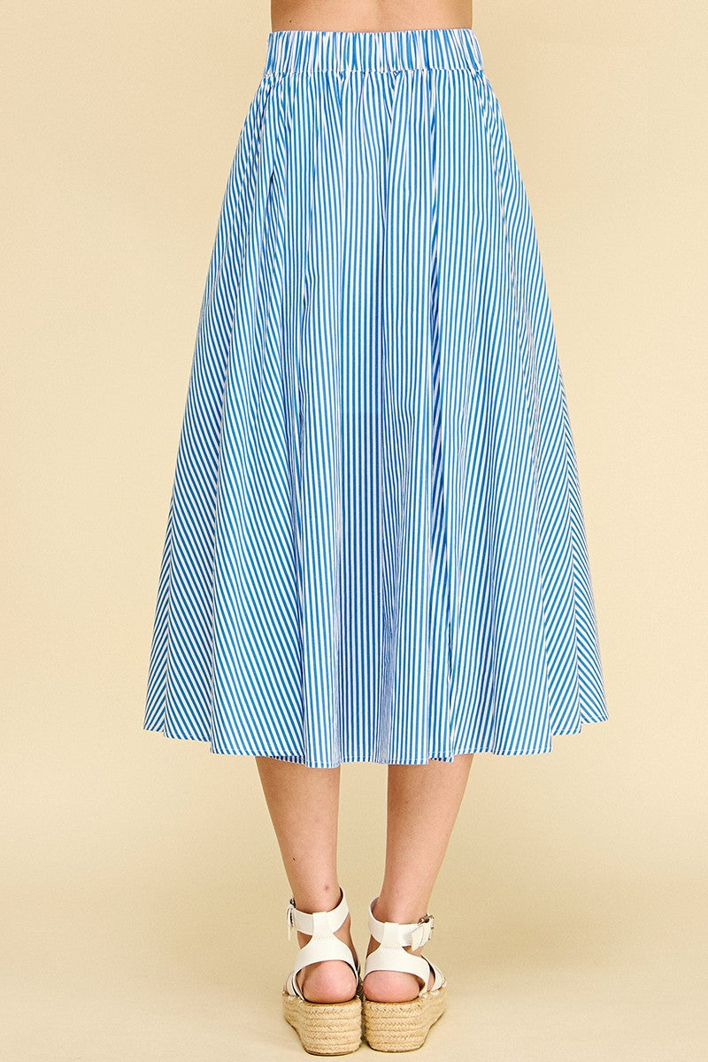 Annie Striped A-line Midi Skirt