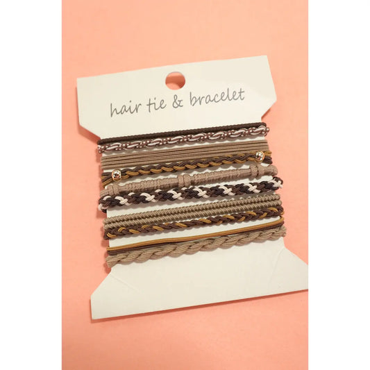 Boho Dual Function Knot Bracelet Hair Ties | Tan