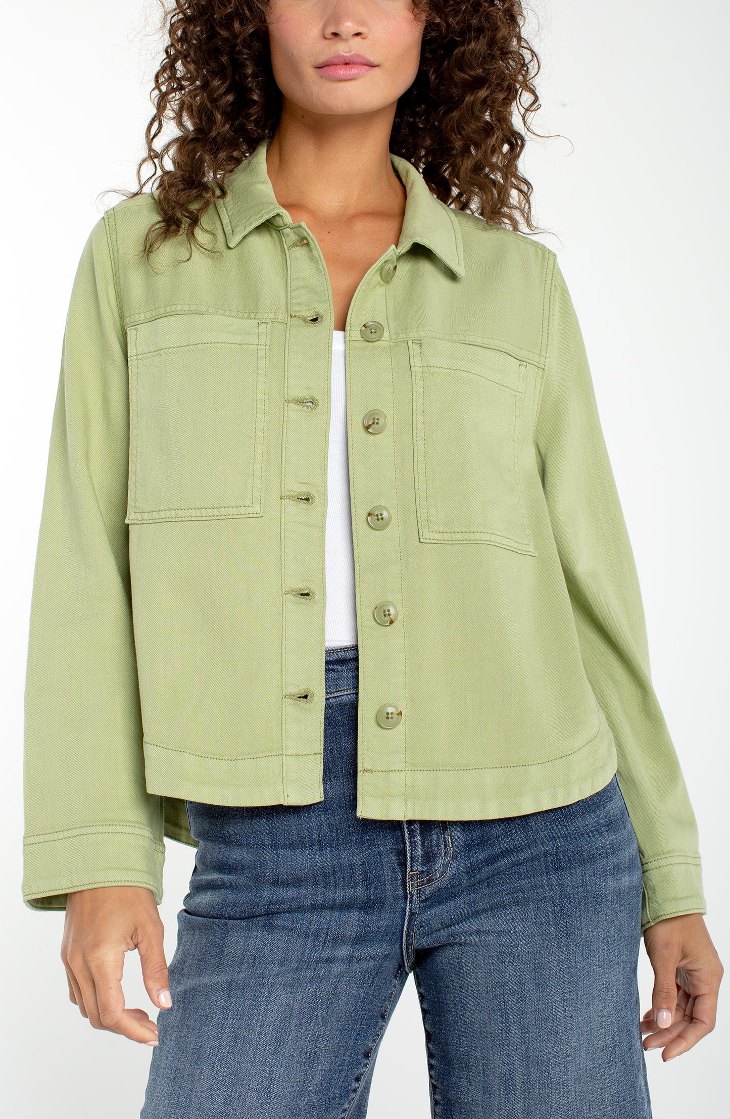 Liverpool High Low Denim Shacket | Lotus